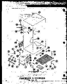 Compressor & Condenser 16 Cu. Ft. Diagram and Parts List for T16W-P60303-53W  Amana Refrigerator