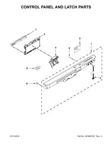 Control Panel And Latch Parts Diagram and Parts List for MDB8979SFZ1  Maytag Dishwasher