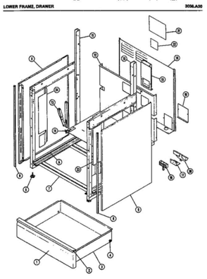 02 - Lower Frame Diagram and Parts List for 3036A00  Litton Microwave