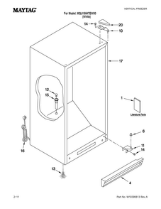 Cabinet Parts Diagram and Parts List for MQU1554TEW00  Maytag Freezer