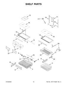 Shelf Parts Diagram and Parts List for MBF2258FEZ08  Maytag Refrigerator