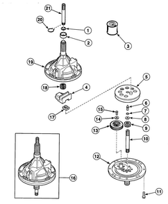 Transmission Diagram and Parts List for SWT210QA1124  Speed Queen Washer