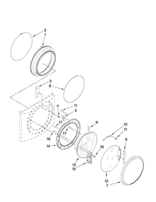 Door And Latch Parts Diagram and Parts List for MHWE201YW00  Maytag Washer