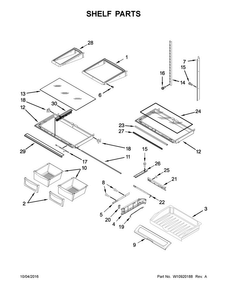Shelf Parts Diagram and Parts List for MFI2570FEB00  Maytag Refrigerator