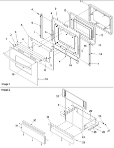 Oven Door & Storage Drawer Diagram and Parts List for ARGS7650E-P1130765NE  Amana Range