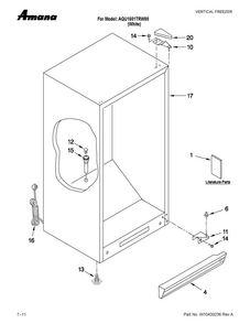Cabinet Parts Diagram and Parts List for AQU1501TRW00  Amana Freezer
