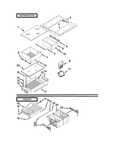 Shelf Parts Diagram and Parts List for MFF2055YEB00  Maytag Refrigerator