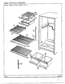 Shelves And Accessories Diagram and Parts List for 77133-0A  Admiral Refrigerator