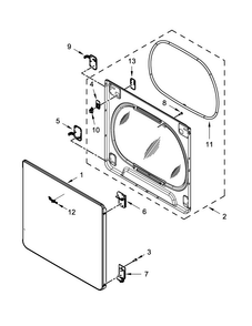 Door Parts Diagram and Parts List for 7MMGDB855EC0  Maytag Dryer