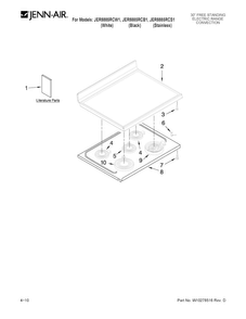 Cooktop Parts Diagram and Parts List for JER8885RCW1  Jenn-Air Range