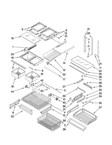 Shelf Parts Diagram and Parts List for MFF2558VEB2  Maytag Refrigerator