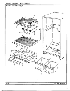 Shelves And Accessories Diagram and Parts List for 19534-0A  Admiral Refrigerator