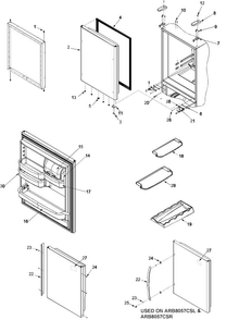 Refrigerator Door Diagram and Parts List for ARB8057CB-PARB8057CBO  Amana Refrigerator