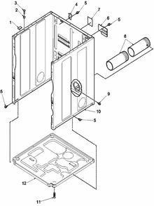 Cabinet And Base Diagram and Parts List for LGD65AW-PLGD65AW  Amana Dryer