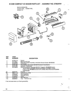8 Cube Compact Ice Maker Diagram and Parts List for SZDE27KB  Amana Refrigerator