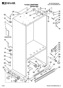 Cabinet Parts Diagram and Parts List for JB36SEFXRB00  Jenn-Air Refrigerator