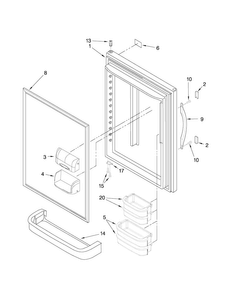 Refrigerator Door Parts Diagram and Parts List for ABB1921WEW0  Amana Refrigerator
