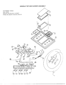 Griddle Top/burner Diagram and Parts List for 2917  Amana Range