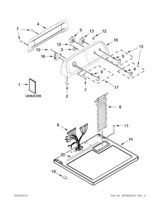 Top And Console Parts Diagram and Parts List for NGD4700YQ2  Amana Dryer