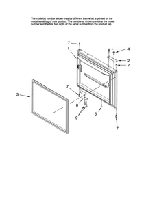 Freezer Door Parts Diagram and Parts List for AB2526PEKW12  Amana Refrigerator