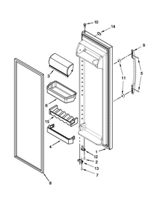 Refrigerator Door Parts Diagram and Parts List for 5MSF25N4BA00  Maytag Refrigerator