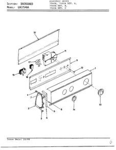 Backguard Diagram and Parts List for 7540A REV C Norge Dryer
