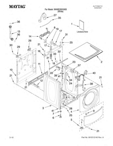 Top And Cabinet Parts Diagram and Parts List for MHWE200XW00  Maytag Washer