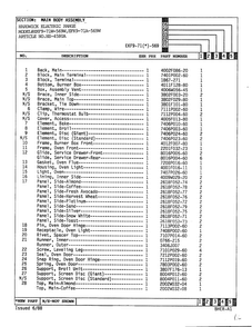 Main Body Assembly Page 2 Diagram and Parts List for 4580A  Hardwick Range