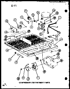 Compressor Compartment Parts Diagram and Parts List for TC20C-P76512-11W  Amana Refrigerator