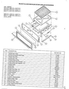 Black Glass Broiler Door And Accessories Diagram and Parts List for RLT360  Amana Range