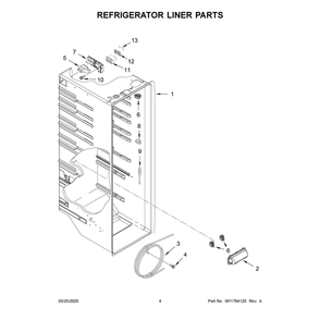 Refrigerator Liner Parts Diagram and Parts List for ASI2175GRB10  Amana Refrigerator