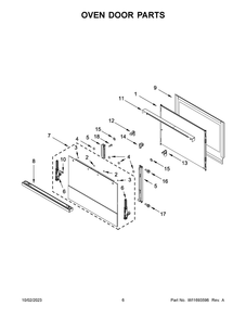 Oven Door Parts Diagram and Parts List for JJW3430LM01  Jenn-Air Wall Oven