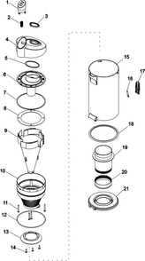 Dust Cup Diagram and Parts List for U5180-950  Hoover Upright Vacuum