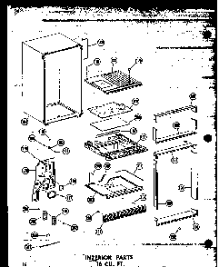 Interior Parts 16 Cu. Ft. Diagram and Parts List for T16W-P60303-8W  Amana Refrigerator