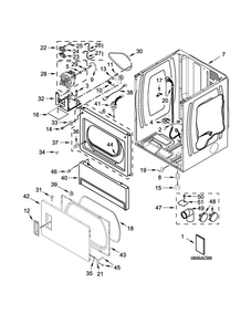 Lower Cabinet And Front Panel Parts Diagram and Parts List for MLE26PDBZW0  Maytag Dryer