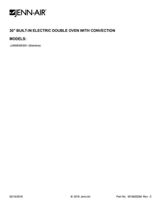 Cover Sheet Diagram and Parts List for JJW3830DS01  Jenn-Air Wall Oven
