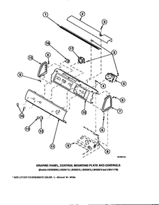 Graphic Panel, Control Mounting Plate And Controls Diagram and Parts List for CW8202W2-PCW8202W2A  Crosley Washer