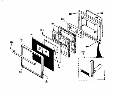 Lower Black Glass Door Diagram and Parts List for 8504277792  Kenmore Range