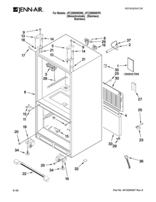 Cabinet Parts Diagram and Parts List for JFC2089WEM0  Jenn-Air Refrigerator
