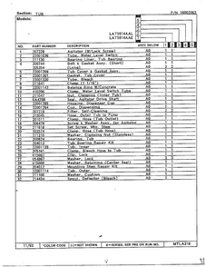 Tub Page 2 Diagram and Parts List for 6359  Maytag Washer