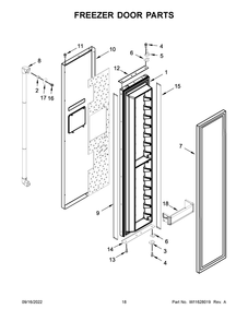 Freezer Door Parts Diagram and Parts List for JBSS48E22L00  Jenn-Air Refrigerator
