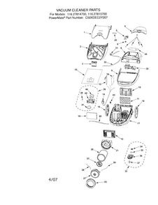 Vacuum Cleaner Diagram and Parts List for 11627815700  Kenmore Canister Vacuum