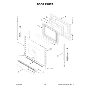 Door Parts Diagram and Parts List for CRGW3487RS0  Crosley Range