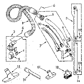 Hose And Attachment Diagram and Parts List for 1162040090  Kenmore Canister Vacuum