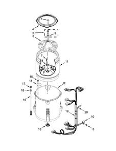Basket And Tub Parts Diagram and Parts List for 7MMVWX521BW1  Maytag Washer