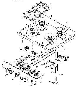 Sealed Top Burner Assembly Diagram and Parts List for RLN345UW P1142389NW Caloric Range