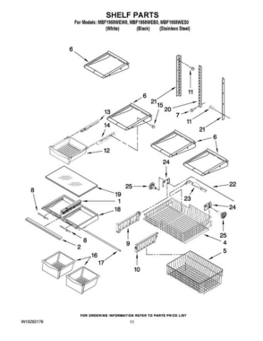 07 - Shelf Parts Diagram and Parts List for MBF1958WEB0  Maytag Refrigerator