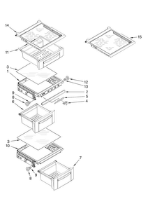 Refrigerator Shelf Parts Diagram and Parts List for MSD2576VEW00  Maytag Refrigerator