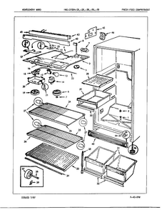 Fresh Food Compartment Diagram and Parts List for 19284A  Admiral Refrigerator
