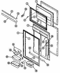 Door (inner) (rtd2100cab/dh76a) (rtd2100cae/dh72a) (rtd2100cae/dh80a) (rtd2100cal/dh74a) (rtd2100caw/dh71a) Diagram and Parts List for RTD2100CAL DH72A Maytag Refrigerator